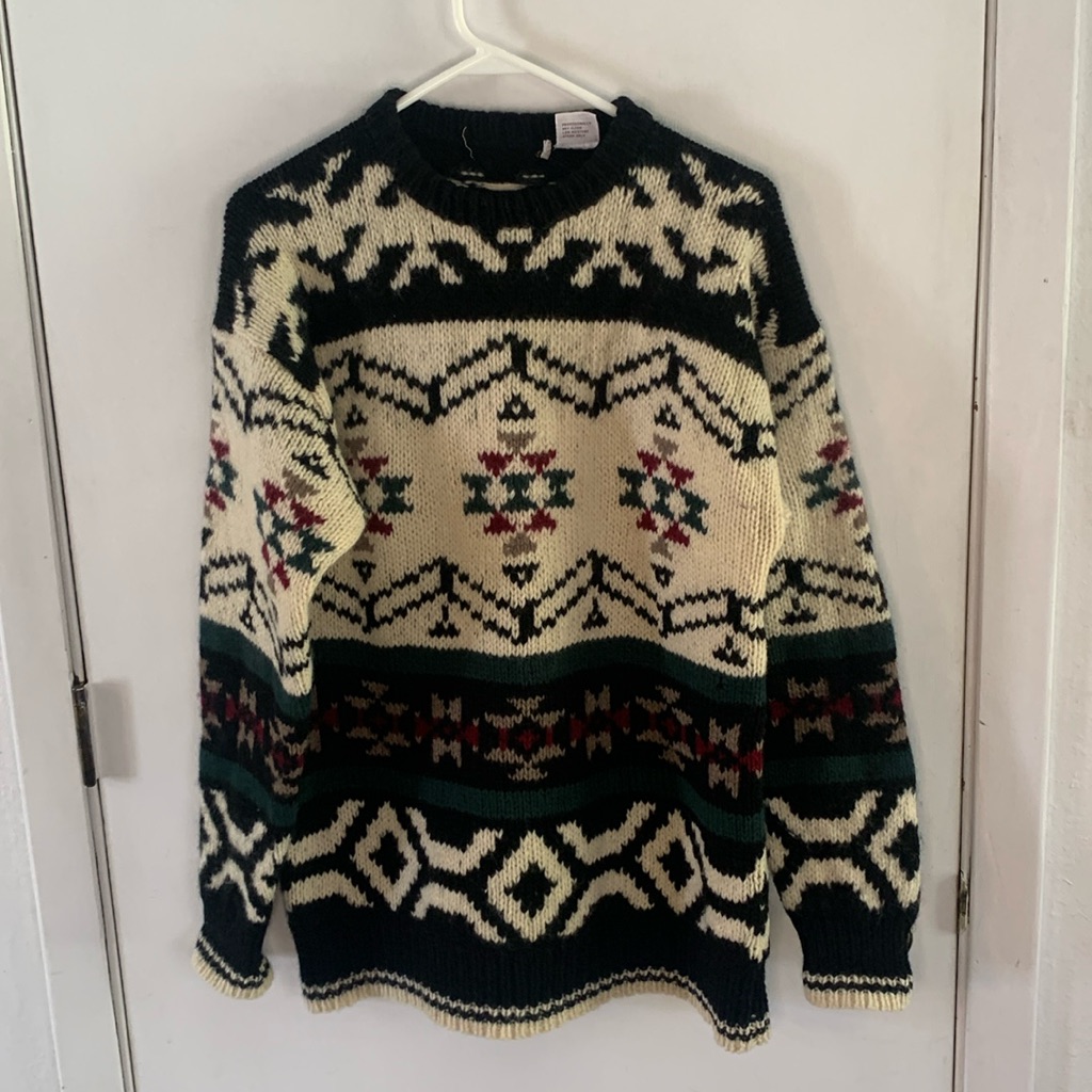 Vintage 80s Shetland Wool Crewneck Sweater Size Medium
